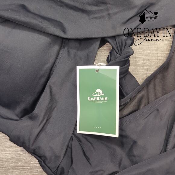 Eomenie Cross Front Tie Back Cut Out Swimdress Swimsuit Size L - Picture 4 of 7